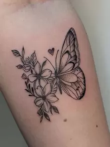 1sheet Butterfly & Flower Pattern Tattoo Sticker