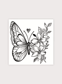 1sheet Butterfly & Flower Pattern Tattoo Sticker