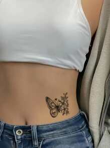 1sheet Butterfly & Flower Pattern Tattoo Sticker