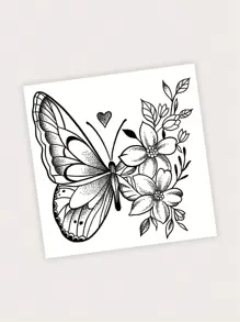 1sheet Butterfly & Flower Pattern Tattoo Sticker