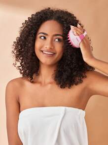 SHEIN Basic living 1 件头皮按摩器洗发刷，带柔软硅胶刷毛，适用于头发家居浴室装饰夏季 - 粉色 - 查看 10