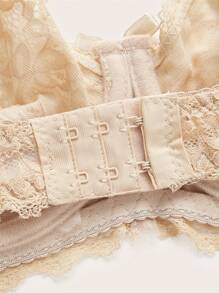 Áo Ngực & Áo Ngực Không Dây Kích Thước Lớn Tương phản ren Sò điệp màu trơn Tưởng tượng - Màu be - Xem 4