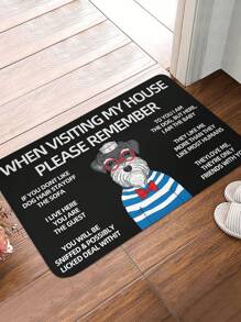 1pc Dog & Slogan Graphic Door Mat, Cartoon Polyester Indoor Outdoor Rug For Home - Multicolor - View 3