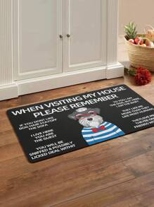 1pc Dog & Slogan Graphic Door Mat, Cartoon Polyester Indoor Outdoor Rug For Home - Multicolor - View 5