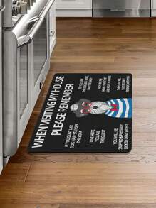 1pc Dog & Slogan Graphic Door Mat, Cartoon Polyester Indoor Outdoor Rug For Home - Multicolor - View 6