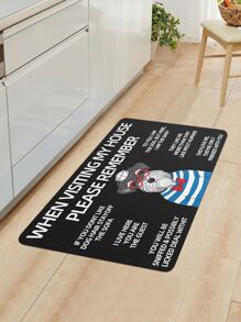 1pc Dog & Slogan Graphic Door Mat, Cartoon Polyester Indoor Outdoor Rug For Home - Multicolor - View 7