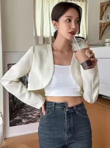 DAZY Áo khoác nữ màu trơn Giải trí - Màu be - Xem 4