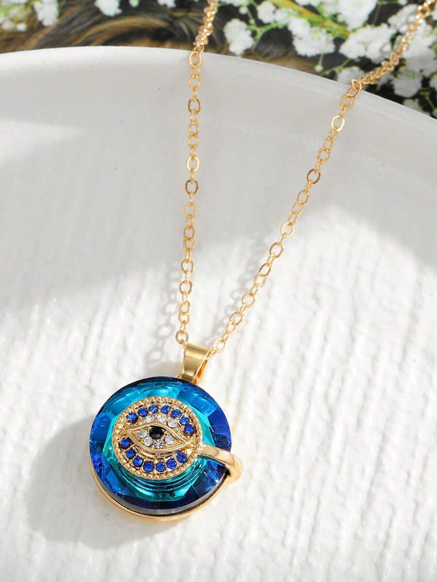 Vòng cổ mặt dây chuyền trang trí bằng đá rhinestone - Nhiều màu - Xem 1