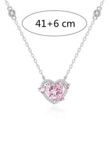 水鑽愛心掛飾項鍊 - 彩色 - 查看 4