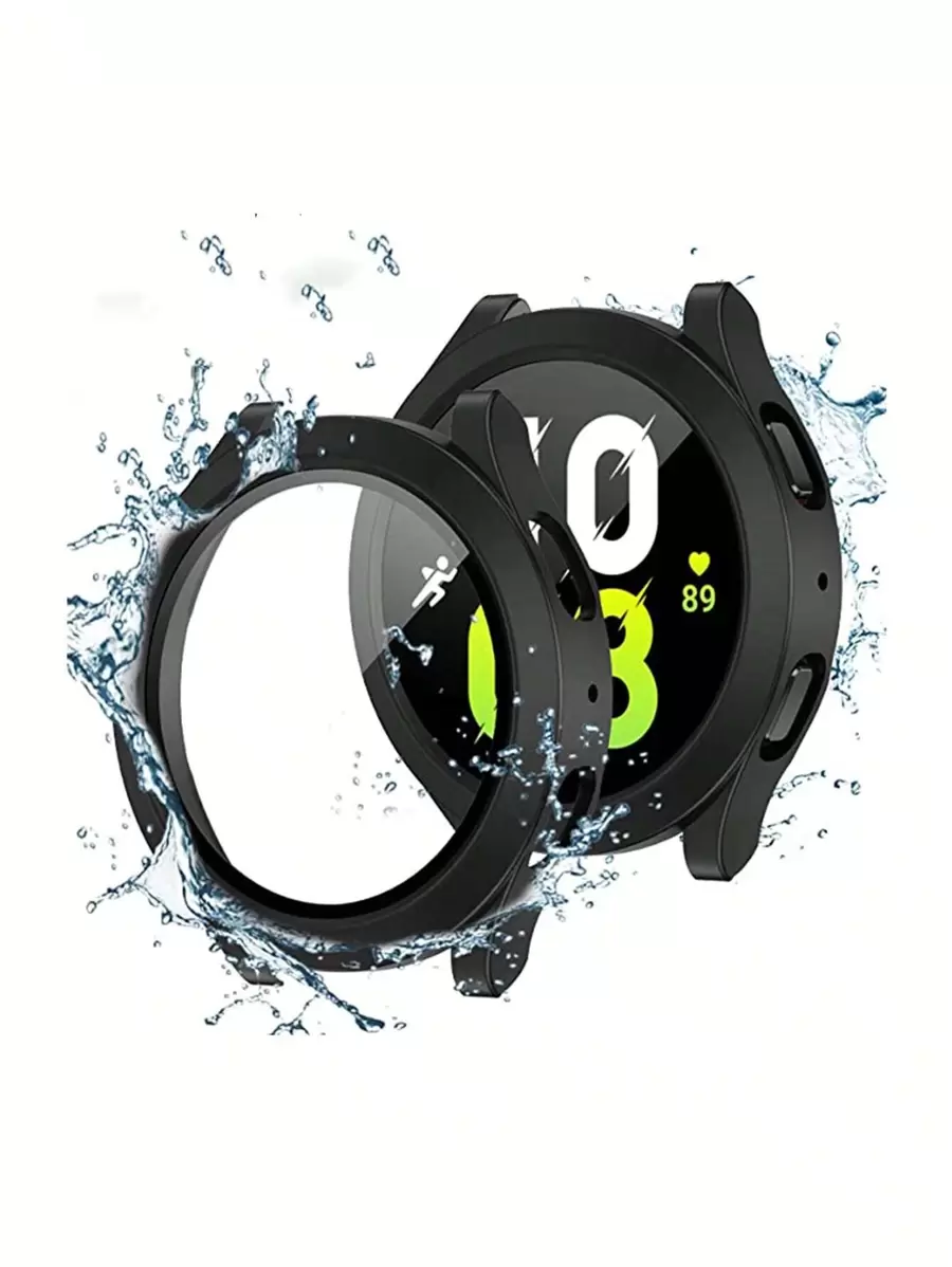 2合1防水殼和屏幕保護膜兼容三星星系手錶5/4 - 黑色 - 查看 1