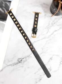 1pc Rivet Decor PU Apple Watch Band Compatible With Apple Watch 38mm 40mm 41mm 42mm 44mm 45mm 49mm Punk Style Strap Compatible With Apple Watch Series 9 8 7 SE 6 5 4 3 2 1