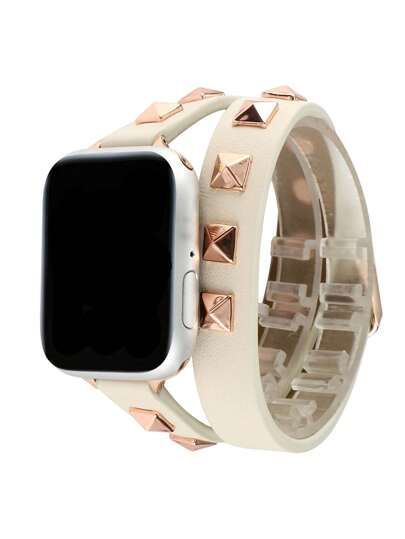 1pc Rivet Decor PU Apple Watch Band Compatible With Apple Watch 38mm 40mm 41mm 42mm 44mm 45mm 49mm Punk Style Strap Compatible With Apple Watch Series 9 8 7 SE 6 5 4 3 2 1