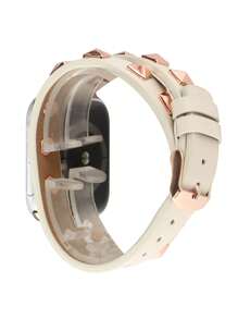 1入鉚釘裝飾PU材質蘋果手錶手帶，適用於蘋果手錶38mm、40mm、41mm、42mm、44mm、45mm、49mm龐克風格錶帶，適用於蘋果手錶系列9 8 7 SE 6 5 4 3 2 1 - 杏色 - 查看 5