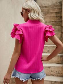 SHEIN Privé Blusa de cuello notch ribete con fruncido