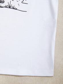 SHEIN LUNE Cactus & Moon Print Tank Top - White - View 6