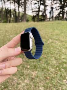 1pc Unisex Silicone Magnetic Watch Band, Compatible With Apple Watch 42mm, 38mm, 40mm, 41mm, 44mm, 45mm, 46mm, 49mm, Fashionable Smart Watch Replacement Strap, Suitable For Ultra2, Ultra SE2, SE 11, 10, 9, 8, 7, 6, 5, 4, 3, 2, 1 Series, Can Be Used As Student Back-To-School Gift - Navy Blue - View 4