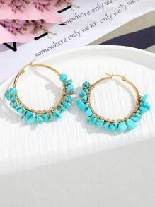 Vintage Handmade Phong Cách Bohemian Thời Trang Ngày Lễ Tua Rua Bông Tai Thái Lan Bằng Thép Không Gỉ - Nhiều màu - Xem 1