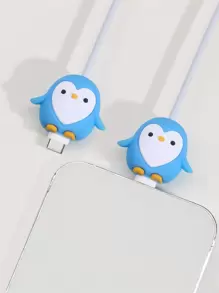 2pcs Cable Protectors Compatible With Apple Charging Cable, Anti-Breaking And Cord Winding Organizer - Blue and White - View 1