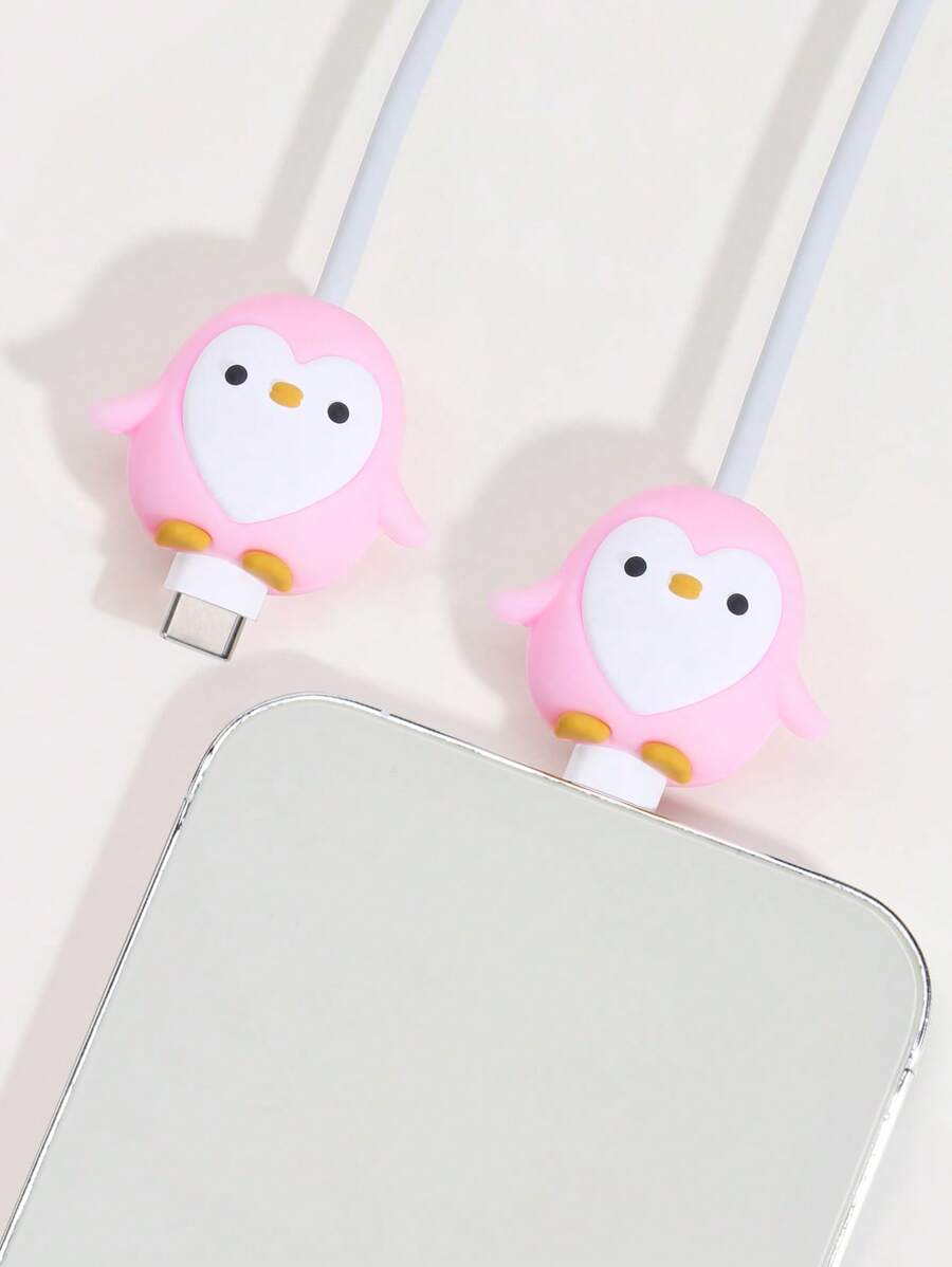 2 miếng bảo vệ cáp dữ liệu, tương thích với cáp sạc Apple, chống gãy, sắp xếp dây cáp - Hồng - Xem 1