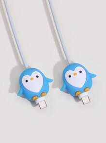 2pcs Cable Protectors Compatible With Apple Charging Cable, Anti-Breaking And Cord Winding Organizer - Blue and White - View 3