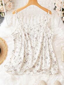 SHEIN Clasi Áo hai dây Plus Size Họa tiết hoa Boho - Màu be - Xem 2