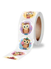 500 piezas/rollo con patrón de búho clasificado dulce multipropósito Pegatina para DIY Decoración - Multicolor - Ver 3