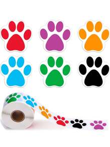 500pcs Cartoon Paw Print Reward Stickers - Multicolor - View 1