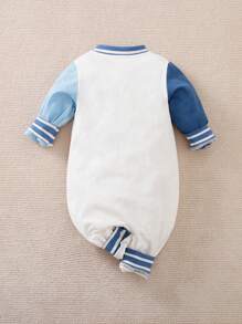 Yierying 男嬰前紐扣字母刺繡連身褲