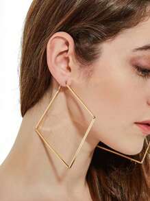 幾何圓耳環 - 金黃色 - 查看 1