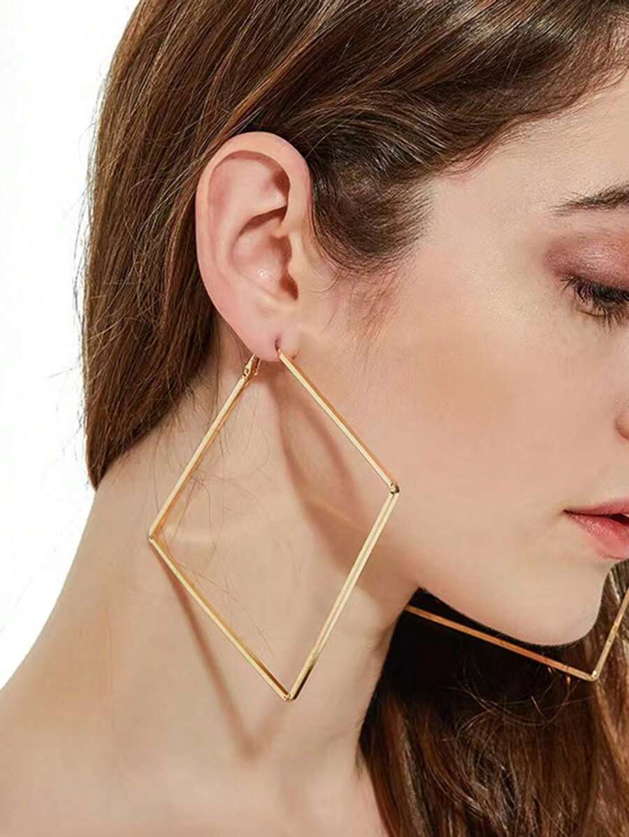 幾何圓耳環 - 金黃色 - 查看 1