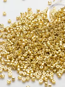 1800 cái/túi 2 mm Mạ điện Màu kim loại Chất liệu thủy tinh Hạt rời để làm đồ trang sức tua rua - Vàng - Xem 2