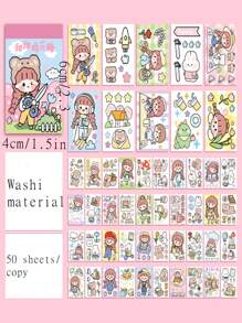 Mini libro de pegatinas surtidas con gráfico de dibujos animados, bonita pegatina multiusos para manualidades DIY, decoración, cuenta manual, 1 pieza - Rosa - Ver 2