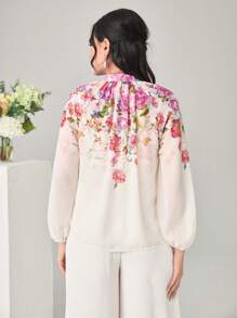 Modelyn Áo sơ mi nữ Uốn nếp Hoa Thanh lịch - Nhiều màu - Xem 3