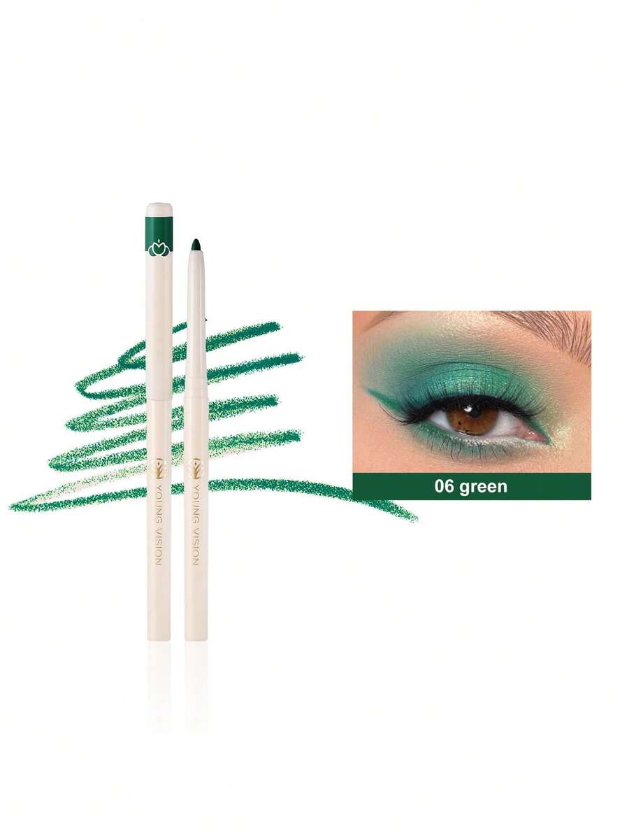 1 pieza Lápiz delineador de ojos de larga duración Sombra de ojos Y2K - Verde - Ver 1