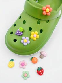10入組卡通花和水果造型鞋撞色可愛鞋飾適用於洞洞鞋 - 彩色 - 查看 1