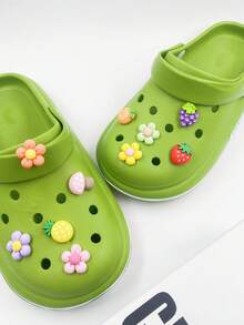 10入組卡通花和水果造型鞋撞色可愛鞋飾適用於洞洞鞋 - 彩色 - 查看 3