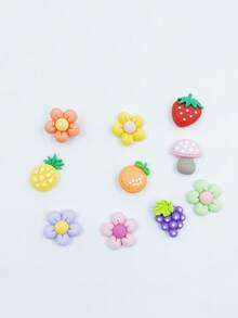 10入組卡通花和水果造型鞋撞色可愛鞋飾適用於洞洞鞋 - 彩色 - 查看 4