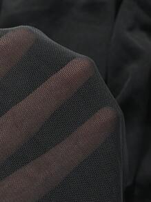 DAZY Solid Split Hem Sheer Longline Top Without Bra Going Out Tops - Black - View 8