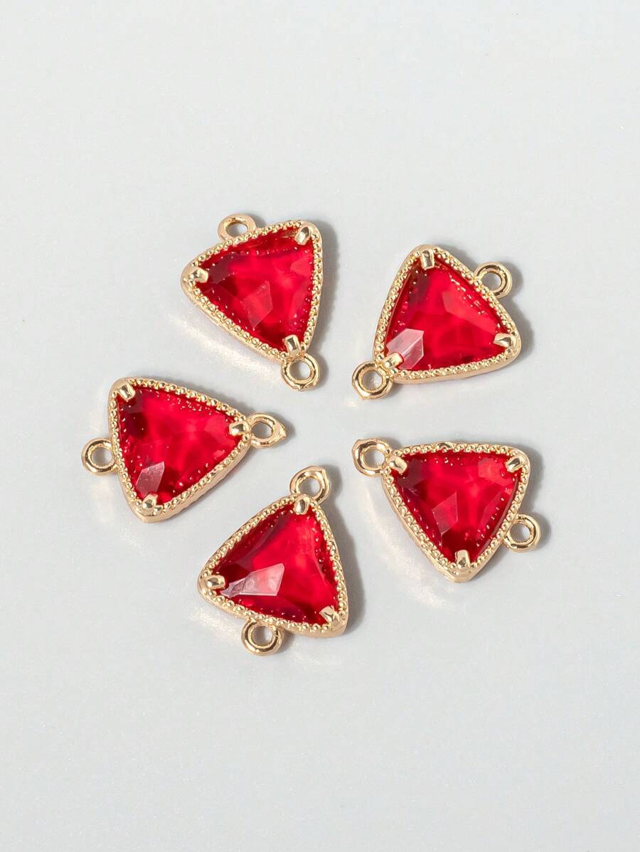 5 piezas Colgante DIY con diseño de diamante de imitación geométrico - Rojo - Ver 1