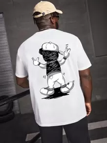 Manfinity EMRG Hombres Camiseta con estampado de dibujos animados - Blanco - Ver 1