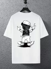 Manfinity EMRG Hombres Camiseta con estampado de dibujos animados - Blanco - Ver 2