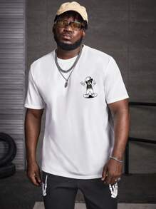 Manfinity EMRG Hombres Camiseta con estampado de dibujos animados - Blanco - Ver 3