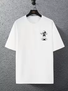 Manfinity EMRG Hombres Camiseta con estampado de dibujos animados - Blanco - Ver 4