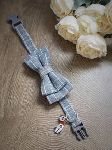 PINCOOL 1入組蝴蝶結裝飾寵物項圈 - 灰色 - 查看 2