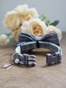 PINCOOL 1入組蝴蝶結裝飾寵物項圈 - 灰色 - 查看 6