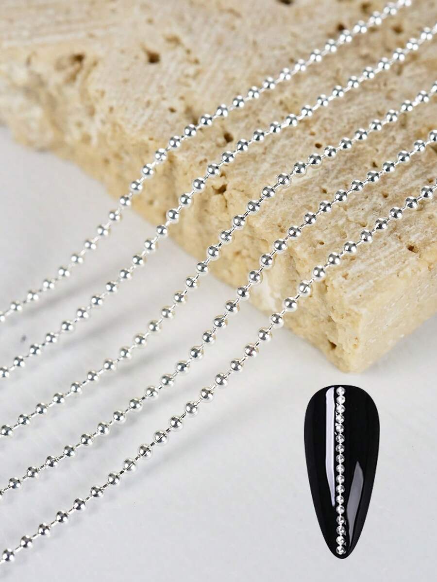 1pkg Dài 1M 1Mm Móng Tay Nghệ Thuật Trang Trí Dây DIY Móng Tay Quyến Rũ Móng Đá Quý Đồ Dùng Làm Móng - Bạc - Xem 1
