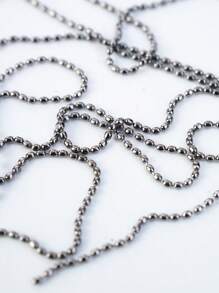 指甲裝飾，1入組米黑色鏈石珠金屬鋼美甲藝術首飾配件美甲 - 黑色 - 查看 5