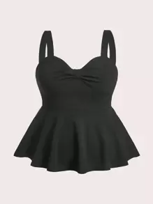 SHEIN Clasi Áo có chi tiết xếp nếp Plus Solid - màu đen - Xem 1