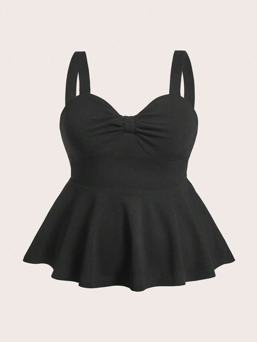 SHEIN Clasi Áo có chi tiết xếp nếp Plus Solid - màu đen - Xem 1