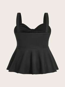 SHEIN Clasi Áo có chi tiết xếp nếp Plus Solid - màu đen - Xem 2